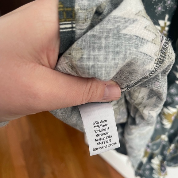 Sonoma Geometric Green and White midi linen dress size large - Picture 5 of 5